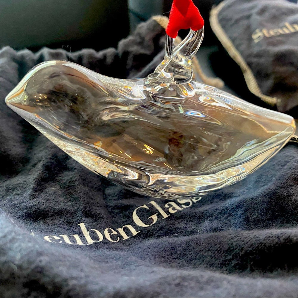 Two STEUBEN GLASS Christmas Ornaments